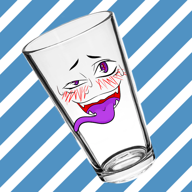 16oz pint shaker glass ahegao hentai manga anime merch drinkware